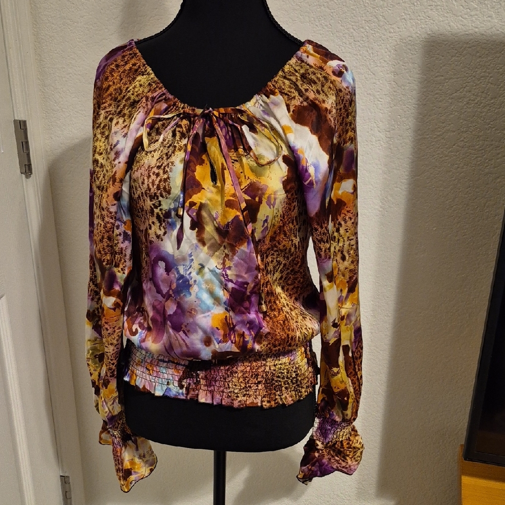 Cachet Multicolor Floral and Animal Print Blouse